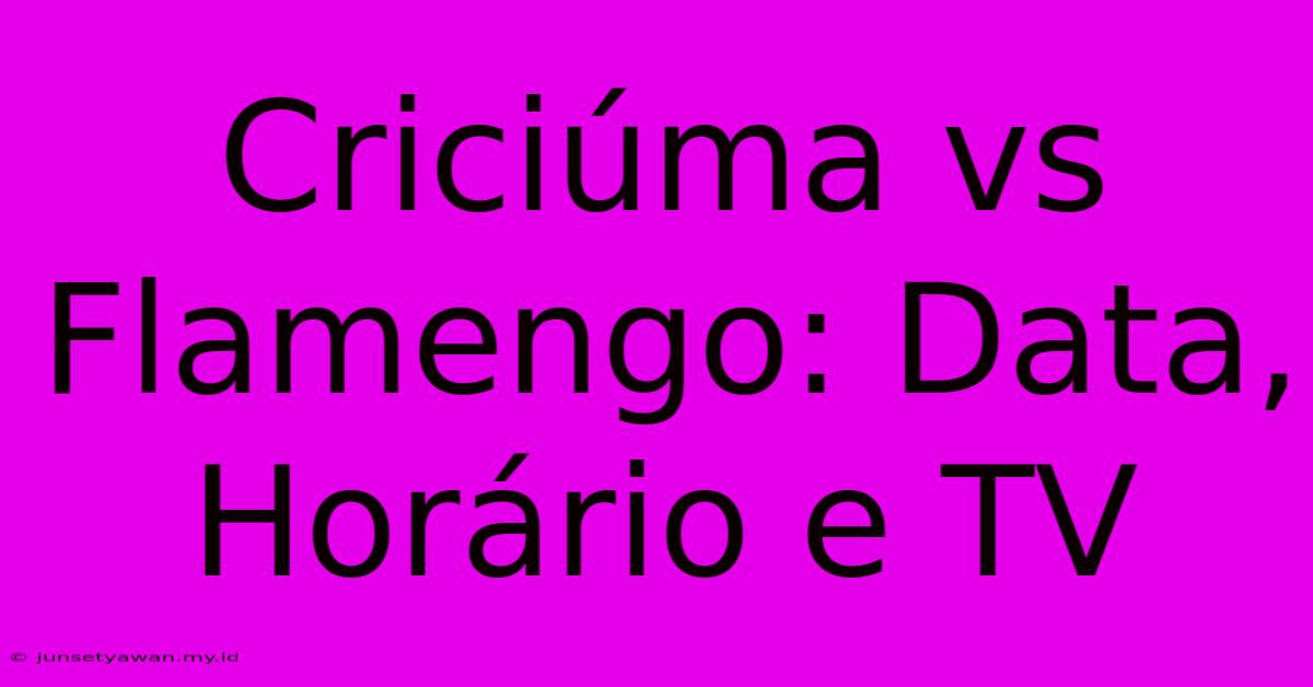 Criciúma Vs Flamengo: Data, Horário E TV