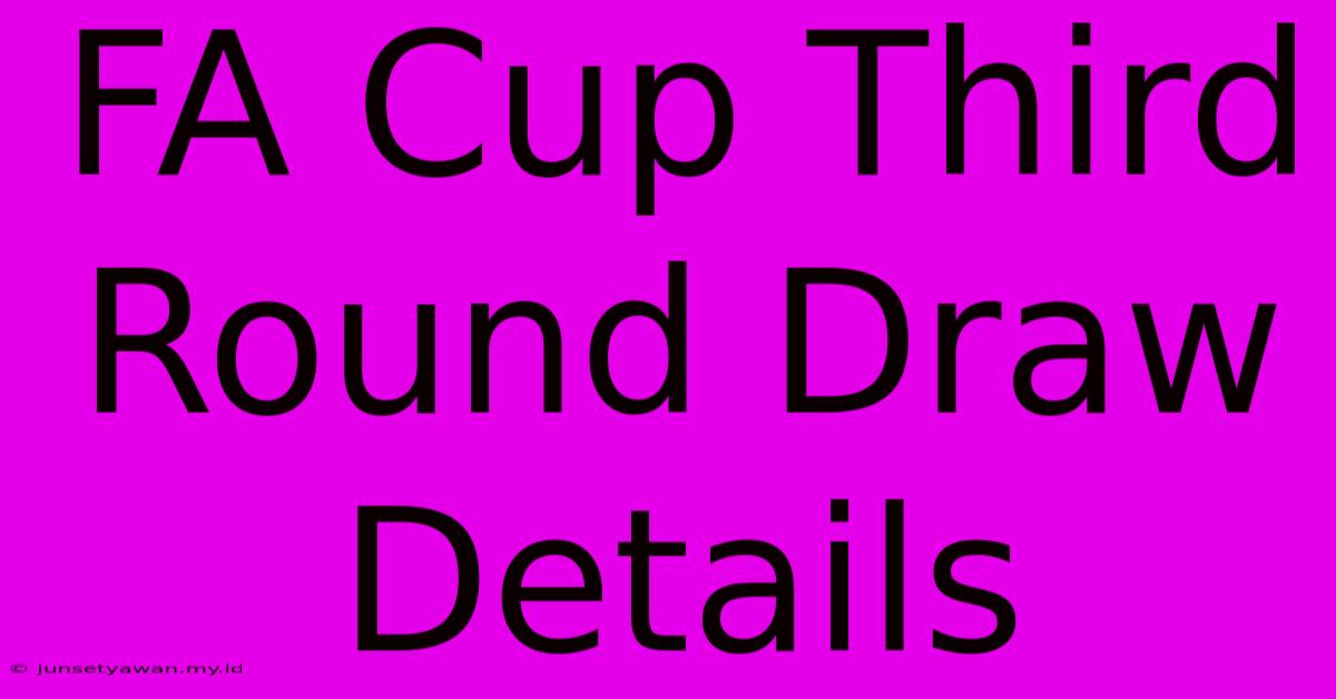 FA Cup Third Round Draw Details