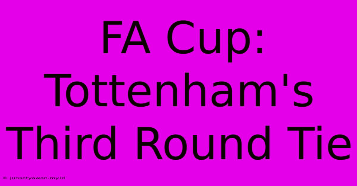 FA Cup: Tottenham's Third Round Tie